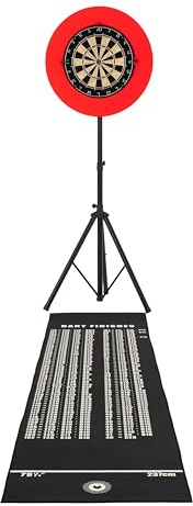 Dart Set, Dardboard, LED Ringlicht, Selbstheilende Umrandung, Befestigungsständer, Höhenverstellbares Stativ, Zubehör, inklusive 6 professionelle Dartpfeile, Checkout-Oberflächen, Tragbar, Zuhause