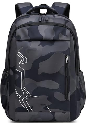 Amythe Schulranzen Jungen Teen 10-18 Jahre Camouflage Groß 28 L, Camouflage | Wasserdicht Laptopfach Junior Oberstufe Mittelstufe Universität Daypack Multitasche Geräumig Robust für Schule Reisen