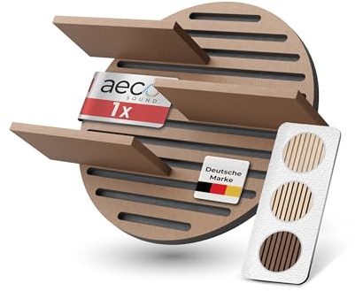Aeco Sound® Akustikpaneele Holz - Wandregal - Echtholz Eiche & Akustikfilz | Regal Wand, Schalldämmung, Holzpaneele, Schweberegal - Eichenholz (dunkel) & extra dicker Akustikfilz (Schwarz)