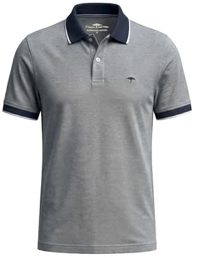 FYNCH-HATTON Poloshirt aus Baumwolle mit Strukturmuster und Kontrastkragen Navy/XL