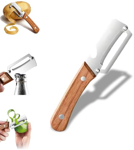 Multifunctional Vegetable Peeler, Stainless Peelers for Kitchen, Zero Snag Wooden Kitchen Tool, for Fruit and Food (1)