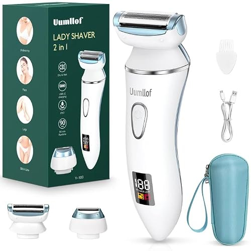 OHFAMO Rasoio Elettrico Donna 2-in-1, Rasoio Intimo con Regolatore Bikini, Epilatore Elettrico Donna Impermeabile IPX7 per Uso Secco e Umido, USB Ricaricabile per Gambe Viso Ascelle | Da donna