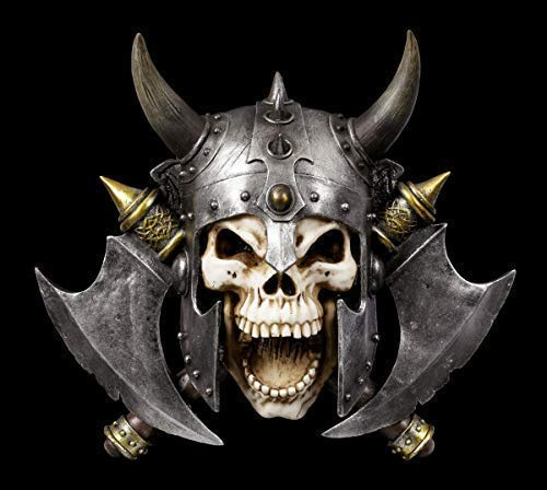 Figuren Shop GmbH Gothic Wandrelief Wikinger Totenkopf zum Hängen - Valhalla's Vengeance | Fantasy Dekoartikel, handbemalt