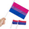 Anley Bisexual Pride Miniaturflagge, 5x8 Zoll Handgehaltene Stickflagge mit 12 weißem, festem Mast - farbstark und lichtecht - 5 x 8 Zoll handgehaltene Mini-Flaggen mit Speerspitze (1 Dutzend)