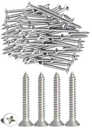 100 pcs Qrity M4 en acier inoxydable vis autotaraudeuses Phillips à tête plate vis bricolage vis à bois (100 PCS M4X30 mm)