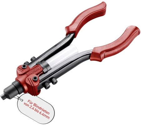 Fortum Hand-Nietzange für Blindnieten I Blindnietzange für 2,4-6,4 mm Nieten aus Alu, Messing, Stahl & Edelstahl I 33cm lange, kraftvolle Nieten-Zange I energiesparende Popnietenzange