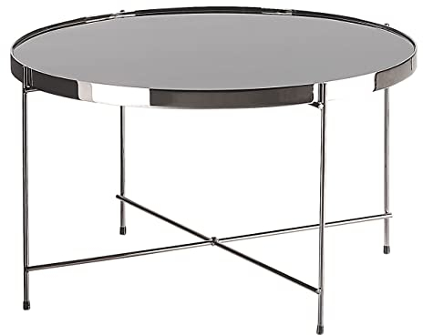 Beliani Kaffeetisch für das Wohnzimmer Glamour schwarz/Silber rund ⌀ 63 cm Lucea