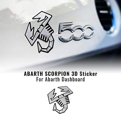 4R Quattroerre.it Adesivo 3D per Plancia Cruscotto Fiat 500 Abarth, Argento Satinato