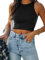 REORIA Damen Ärmellos Racerback Rundhals Tank Top Schwarz M