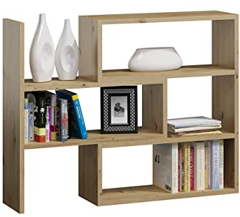 MATKAM IREK Stehregal aus Holz, regulierbare Breite, B/H/T 80-145x110x28cm, Holzstärke 18 mm, perfekt als Eckregal oder Raumtrenner, Verschiedene Ausführungen, max. Belastung 30 kg (Artisan Eiche)