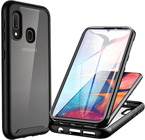 CENHUFO für Samsung Galaxy A20e Hülle, 360 Grad Schutzhülle Stoßfest Panzerhülle mit Eingebautem Displayschutz, Outdoor Bumper Full Cover Case komplett Handyhülle für Samsung Galaxy A20e - Schwarz