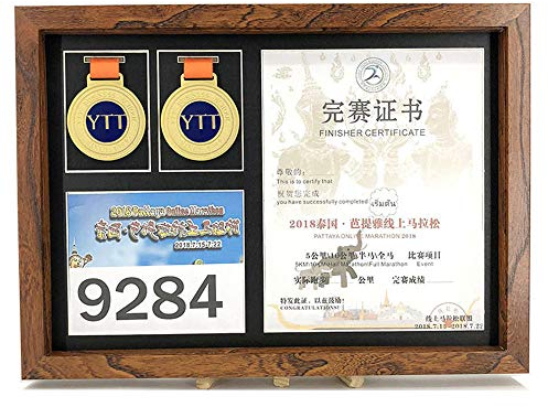 FTYYSWL A3 Größe Marathon Holz Medaillen Display Rahmen Kreative Abzeichen Montage Bilderrahmen Medaille Aufbewahrungsbox Set Up Wand Fotorahmen B