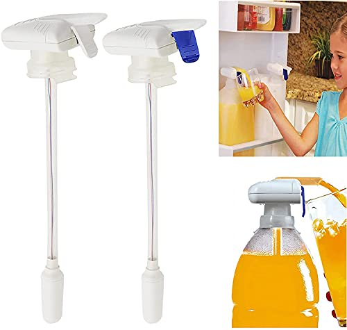 Automatic Drink Dispenser, Spill Proof Portable Automatic Drink Straw, Electric Water Drink Pump Beverage Dispenser for Milk Juice Beer Beverage Bottle Without Battery (White & Blue)