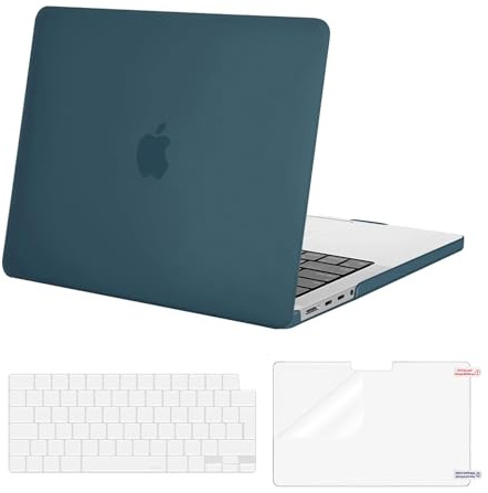 MOSISO Kompatibel mit MacBook Pro 14 Zoll Hülle M5 M4 M3 M2 M1 2026-2021 | Ultradünne, Seidige Haut Hartschale A3427 A3426 A3434 A3112 A3401 A3185&Tastaturschutz&Displayschutz, Deep Teal