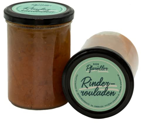 DER PFARÖLLER Bayerische Rinderroulade mit Soße – hausgemacht, traditionell, nachhaltig – Fleischgericht im Glas, 2 Gläser à 400g – Fertiggericht für Topf & Mikrowelle