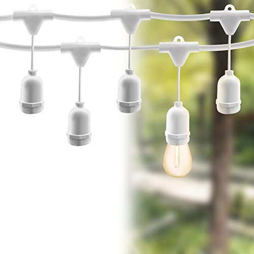 m MU 15M Catena Luminosa Esterno Prolungabile 15 Portalampada E27 Cavo Bianco Collegabile Fino a 1500W IP54 Decorative Esterno Cortile Matrimonio Feste Giardino|15M, 15 Portalampade, Bianco