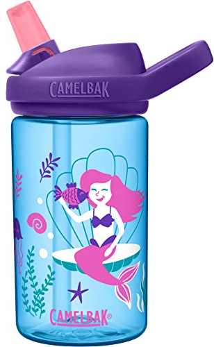 CamelBak Eddy+ Kids Bite Valve Straw Tritan Renew Water Bottle Magical Mermaids, 14oz