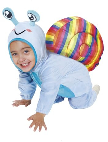FIESTAS GUIRCA | Baby Schnecke Kostüm - Kapuze, Rucksack und Overall - Tierkostüme für Babys Unisex - Ideal für Halloween, Karneval und Kostümpartys - Blau und Multicolor