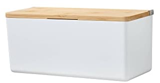 tesa Baboo Badorganizer M mit Bambus-Deckel, matt-weiß - Bad-Aufbewahrungsbox zur Wandmontage ohne Bohren, inkl. tesa Powerstrips Waterproof Strips XL - 242 mm x 110 mm x 102 mm