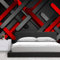Dzwangzc Papier Peint Soie 3D Ligne stéréo rouge noire Wallpaper Géométrique abstrait Photo Mural pour Salon Chambre Restaurant Background Wall Moderne Tableaux Muraux Décoration Murale 200 x 140 cm