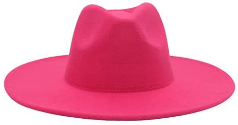 Faringoto Fedora Chapeau d'hiver de luxe pour femme, rose rouge, Taille unique