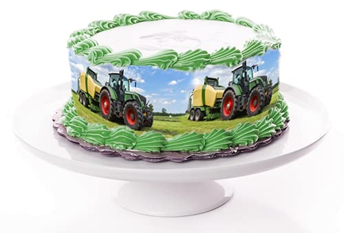Tortenband Traktor essbar - 4 Stück á 24cm x 5cm passend für Torten bis 30 cm zum mitessen - kreative Dekoration für Torten