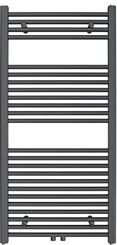 Aquabad Badheizkörper Virgo | Grösse: 60 x 120 cm | Heizleistung 495 Watt | Farbe: Anthrazit | Mittelanschluss 50mm | Handtuchhalter, Handtuchwärmer
