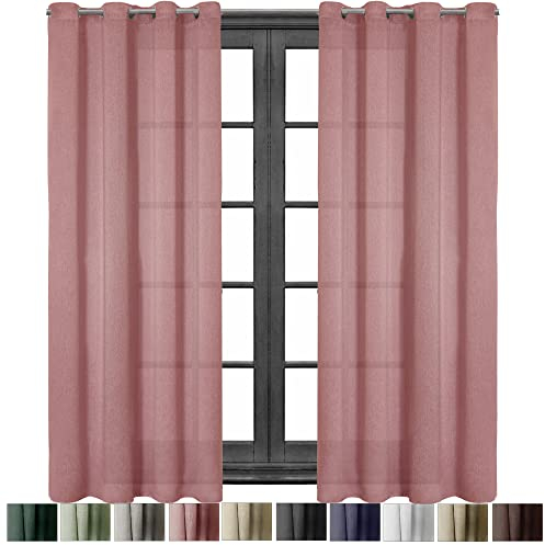 Cleanlevel EST 2016 Ösenschal Blickdicht Leinenartig Ösenvorhang Ösengardine Gardine Gardinen Ösen Vorhang Vorhänge Leinen Look Wohnzimmer 140x245cm (2, Altrosa)