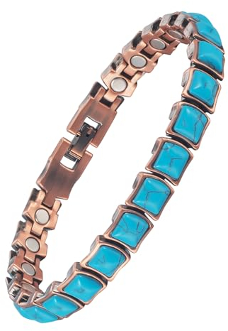 EnerCoppeX 3500 Gauss Magnetarmband Damen 99,99% Reines Kupfer Magnetarmband Klassischer Türkiye Stil (mit 2 Redundanten Gliedern, Machen Sie sich keine Sorgen um Größe) (A)