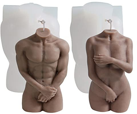 Cestony 2x3D-Muskelformen für männliche und schüchterne weibliche Körperform, Kerzenform, Silikonformen für DIY-Kerzen, Harz, Säulen, Aromatherapie, Kerzen, Wachs, Seife, Dekoration, Werkzeuge
