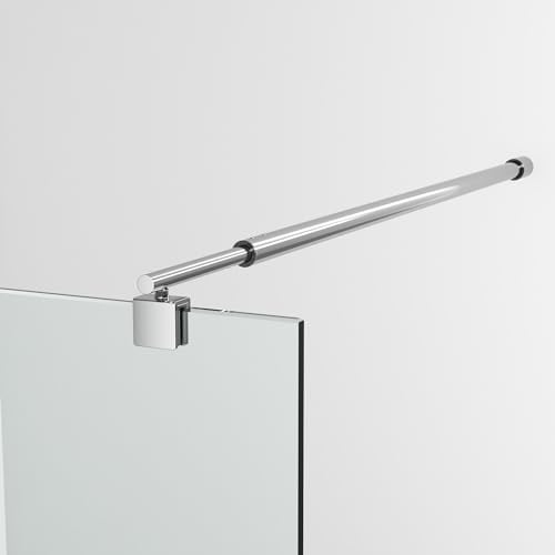 Dusche Einziehbar Stabilisator 73-123 cm, Silber Edelstahl Haltestange Stabilisierungsstange für Glasstärken 8-10 mm für Walk-in Duschabtrennung Duschwand Duschkabine