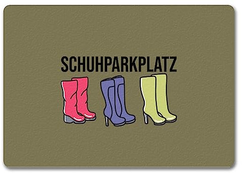 speecheese Schuhparkplatz Fußmatte in 35x50 cm ohne Rand in braun mit Schuhmotiv für Frauen EIN bunter Türvorleger für deinen Eingangsbereich High Heels Fußabtreter Stiefel Türmatte Schuhe