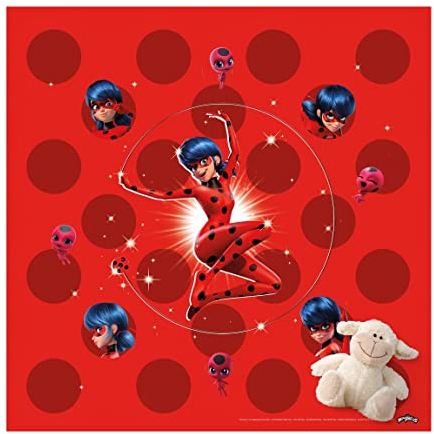 Bilderwelten Vinyl-Teppich Kinderzimmer Miraculous Ladybug auf roten Punkten - Vinylmatte PVC Matte Bodenmatte für Kinder 40 x 40 cm