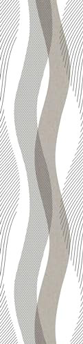VISION S 800191 | OLAMIO Schiebegardine, halbtransparent, Bambus-Optik 260x60, Farbe:Stein, Größe:260 x 60 cm, Anzahl:5er Set (3X Bedruckt, 2X Uni)