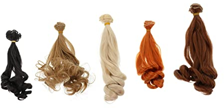 VILLCASE 5st Puppe Perücke Puppenhaar Puppenperücken Mit Glattem Haar Kunsthaar Puppen Bjd Puppenperücke Puppen Haarverlängerung Lockige Haare Materialien Hochtemperaturdraht Kurzes Haar