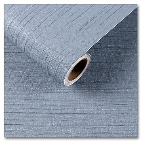 CRE8TIVE Blau Leinen Tapete Selbstklebend Folie Klebefolie Möbel Fototapete Schlafzimmer Tapeten Wohnzimmer Strukturtapete Badezimmer Dekorfolie Selbstklebend Schrankfolie Vintage Küche 30cm x 200cm