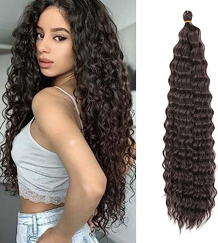 Deep Twist Crochet Hair Wasserwelle Twist Haarbündel Synthetische lockige Flechtfrisur Haarverlängerung Ombre Kinky Curl Flechthaarteil, 22 Zoll 6 Packungen