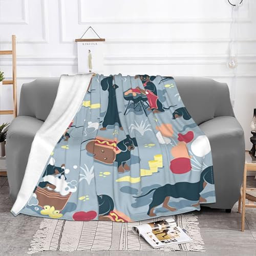 ASEELO 150 x 125 cm Überwurfdecke Hot Dogs und Limonade Print Ultraweiche Micro-Fleece-Decke für Sofa Bett Reisen