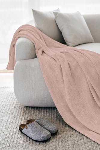 Il Gruppone Passione Casa Telo Arredo Tinta Unita in Cotone Panama Grandfoulard Copridivano Copriletto Sofà Made in Italy - Rosa Chiaro - 1 Posto 280x170