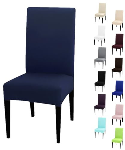 Event Kauf Stuhlhusse Stretch elastischer Stuhlüberzug Esszimmer Stuhlbezug Dehnbar Hochzeit Hussen bi-Elastic Spannbezug, 1 Stück (Dunkelblau)