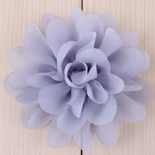 ERRVA 20 Stück 7 cm Chiffon-Gaze-Blume, künstlicher Stoff, Seidenblumenkopf für DIY, Hochzeit, Party, Heimdekoration, Blumenkranz, Sammelalbum, Grau