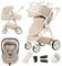 Gcarebb PU Leder 3 in 1 Kinderwagen, Buggy Mit Auto Babyschale, Mit Einem Klick Zusammenklappbarer Tragbarer Kinderwagen Komplettset, KombiKinderwagen Mit Aluminiumrahmen für Neugeborene 0-4 Jahre