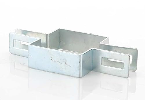 Abrazadera central cuadrada 40 x 40 mm para alambre de 4 mm de diámetro – Galvanizado para postes de vallas, fijación de vallas – Abrazadera de vallas – Abrazadera de puntal – Abrazadera para postes