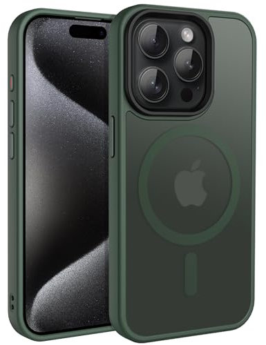 CACOE für iPhone 15 Pro Max Hülle mit Kameraschutz, Kompatibel mit MagSafe, Stoßfest Kratzfest Magnetisch Rückseite Handyhülle für iPhone 15 Pro Max Case Transluzente