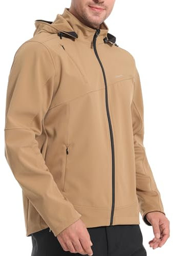 INBIKE Softshelljacke für Herren Wasserdicht Softshell Jacke Warm Herbst Winter Frühling Outdoor Regenjacke Wanderjacke Fahrradjacke Übergangsjacke MTB Fahrrad Khaki XXL