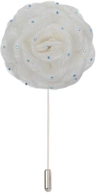 JTZYM 7 * 10 CM 10/20 pièces Strass Noir Mousseline de Soie Argent Satin Fleur épinglette Badge Fleur Corsage Satin Rose Fleur/Rose épinglette Broche