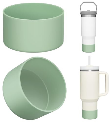 Upgrade 2PCS Protective Silicone Boot Bumper for Stanley Quencher Adventure 40oz 30oz IceFlow 20oz 30oz Tumbler, Water Bottle Bottom Sleeve Cover Accessories for Stanley Mug Cup(Dark Green)