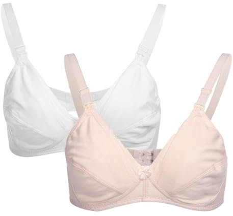 Reggiseno imbottito Allattamento mamma, 2 pezzi Reggiseno Allattamento Senza Ferretto in Cotone con Clips, Coppe morbide Non Imbottite, per Scoprire Il Seno con Una Mano Sola