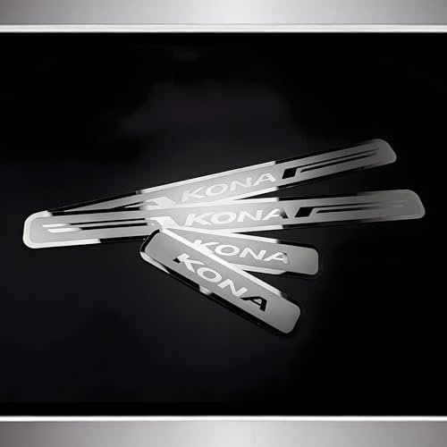 4 Stück Auto Einstiegsleisten Schutz für Hyundai Kona II 2024 2023, Edelstahl Material Autotürschwellenleiste Schwellerleisten Auto Zubehör