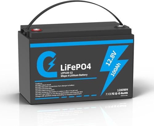 Batterie Lithium 12V 100Ah, Batterie LiFePO4 Rechargeable BMS 100A Intégré avec Protection Basse Température, 3000-15000 Cycles, pour Camping Car, Système Off-Grid, Bateau, Caravane, Solaire
